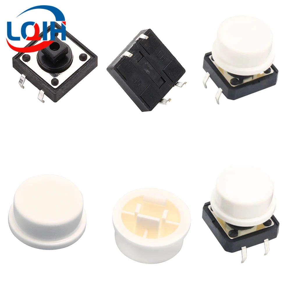 12*12*7.3MM Tactile Push Button Switch Momentary Micro switch button Tact Cap White Black Yellow Blue Red for Arduino Switch