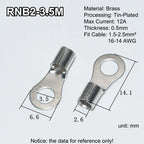 100pcs RNB Brass Ring Bare Terminal Block Connector Cable Lugs Wire Crimping Tips Electrical Connection Strips 12V 2.5mm 4mm 6mm