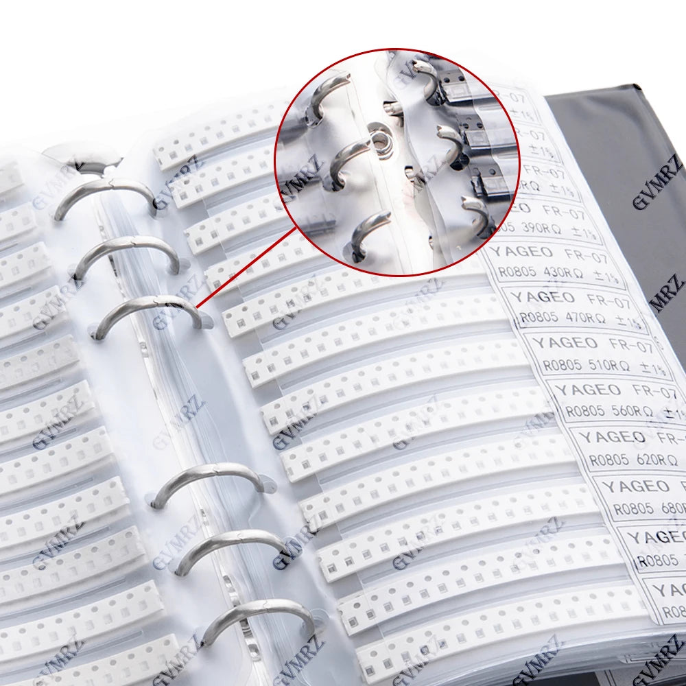 0201 0402 0603 Resistor Kit SMD Book Resistor Assortment Kit 0805 1206 1% FR-07 170 Values 0R-10M Smd DIY Sample Book