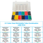 127-800 Pcs Boxed Heat Resistant Tubing Heat Shrinkable Tubing Heat Shrink Packaging Kit Electrical Connection Cable Protection
