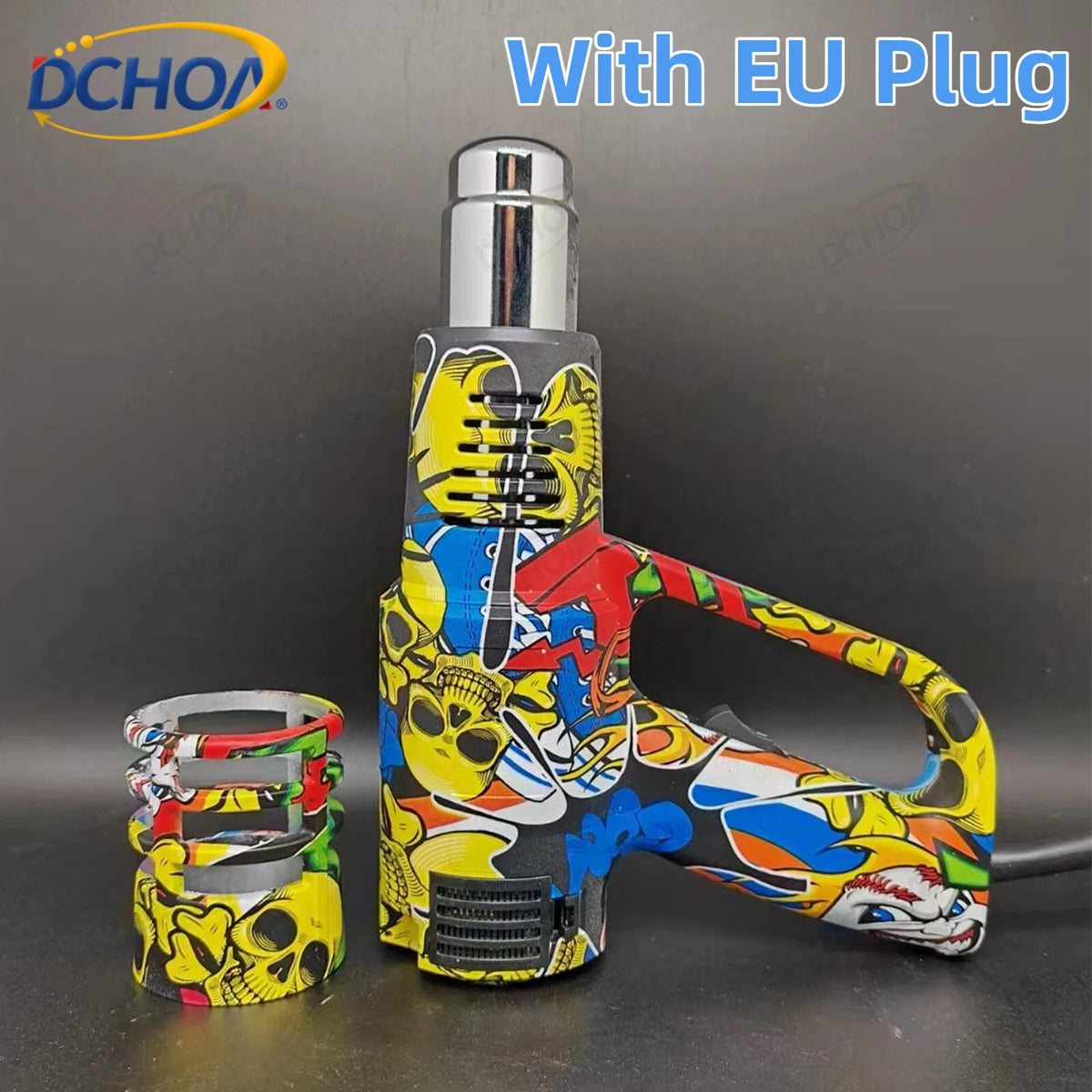 DCHOA 2200W Hot Air Gun with Anti-Scald Cover 2-Speed Variable Temperature Heat Gun for Car Vinyl Wrap Window Tint Firm Install