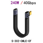 Elbow USB 4.0 Gen3 40Gbps FPC Cable PD 240W 5A Quick Charge USB C to Type C Cable Thunderbolt 3 8K @ 60Hz USB C Data Cable