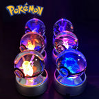 Pokemon Crystal Ball 3D Mewtwo Pikachu Gengar Pokeball 3D Night Light Lamp Glass Statue Pokemon Crystal Ball Birthday Gift