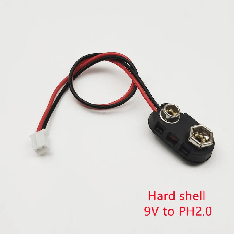 5Pcs 9V Battery Clip to XH2.54 PH2.0 2Pin Terminal Wire 15cm DC Power Adapter Cable Red Black