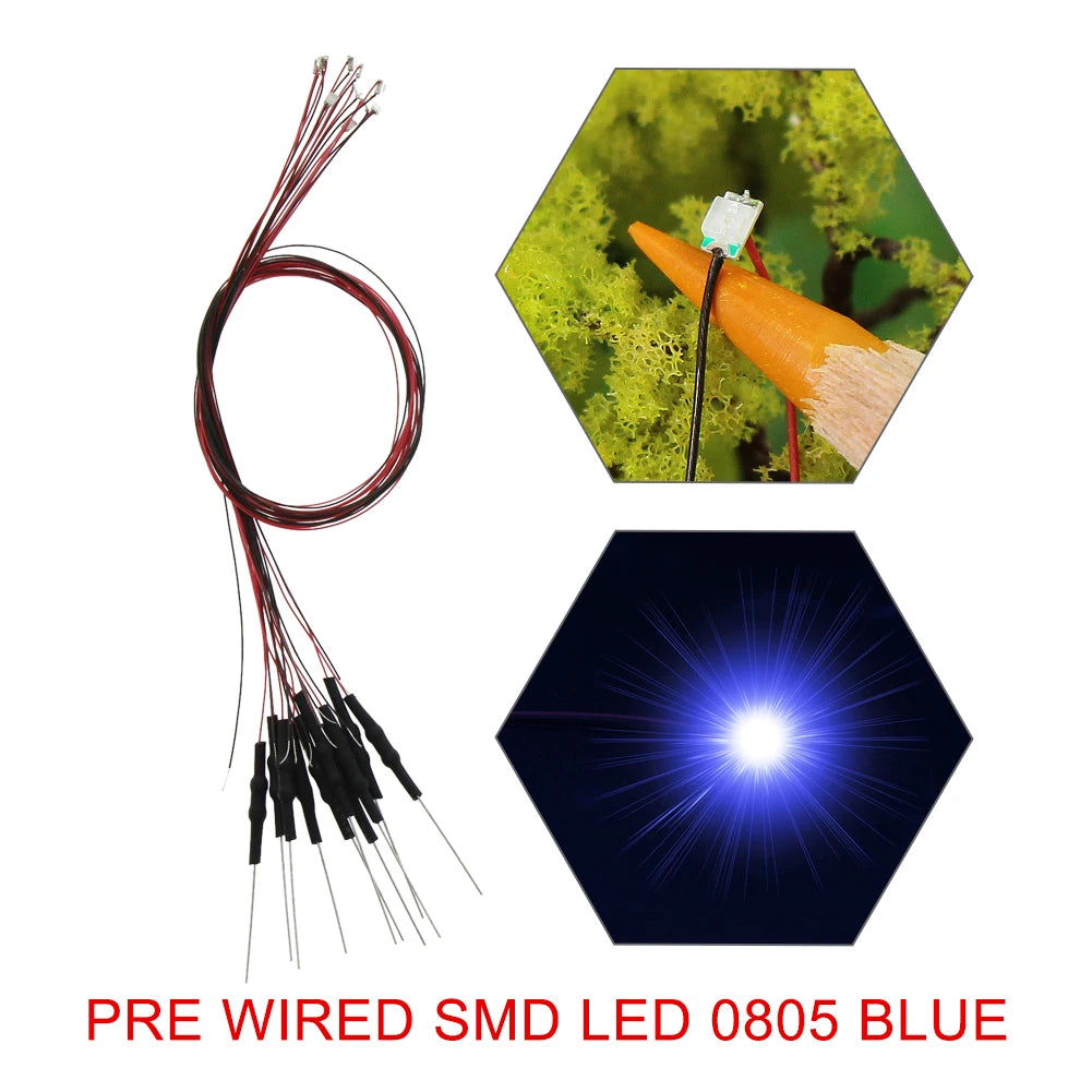 20pcs Pre-wired 20cm Long 30awg Wire SMD LED 0402 0603 0805 Lights Soldered Resistor for 12V White Red Blue Yellow Green