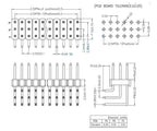 100pcs 2.54mm R/A Three Row Straight 90D Right Angle Gold-Plate Male Female Pin Header Connector 3*2/3/4/5/6/7/8/10/20/25/40Pin