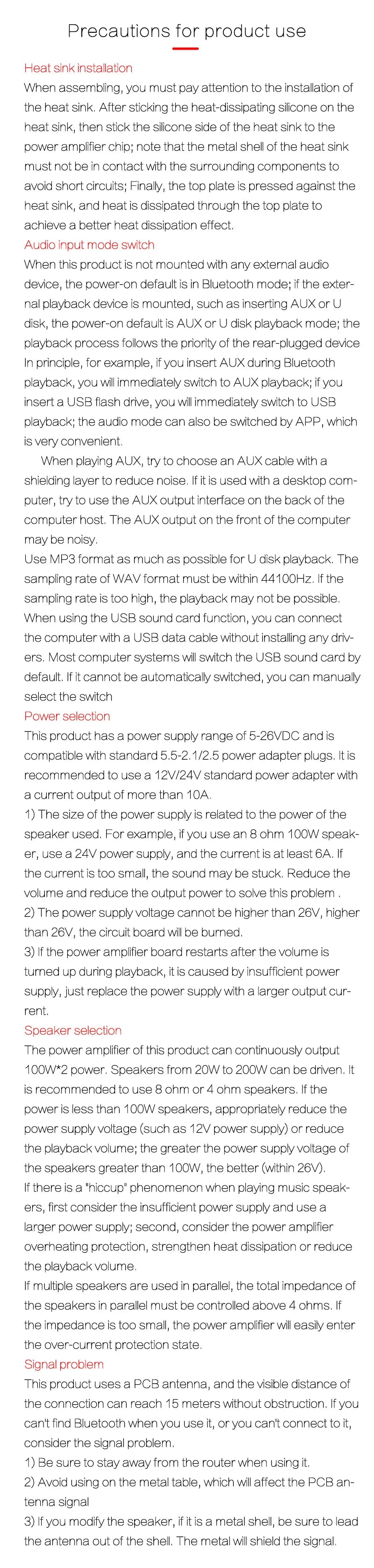 100W+100W TPA3116D2 Bluetooth 5.0 Power Subwoofer Audio Amplifier Board Home Theater HIFI Stereo Audio Amplifier AMP AUX
