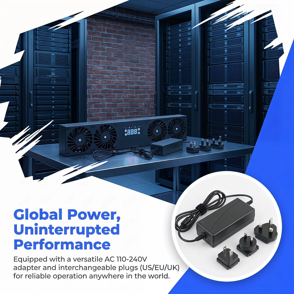 US 19" Rack Cabinet Cooling Fan Module1U/2U Horizontal/Vertical Mount Temperature Control Server Chassis Fan Black/Silver