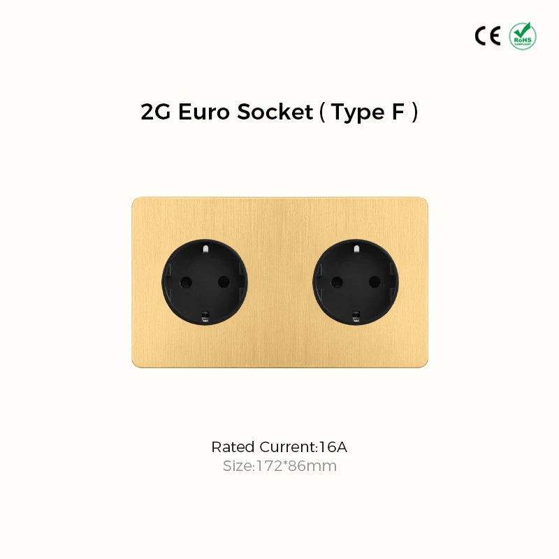 Avoir Gold Rocker Toggle Switch Brass Lever Switch Home Accessories Cat6 Type C EU Sockets And Switches 220V Push Button 86 Type