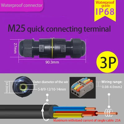 IP68 Waterproof Connector 2/3/4/5 Pin Screw Wiring Terminal Adapter For LED Light Electric Wire Connector Outdoor Junction Box