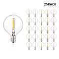 25PCS Vintage G40 LED Light Bulbs 1W E12 220V Warm White 2200K Clear Glass Equal 7W Incandescent String Light Replacement Bulb