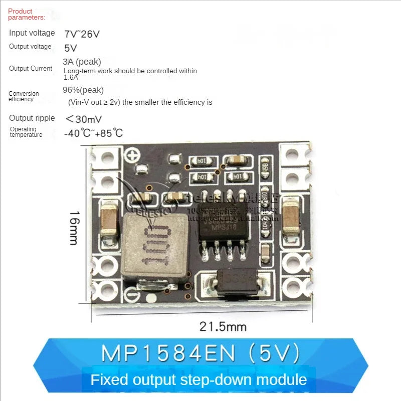 1PCS DC-DC 3A 5A Adjustable Step-down Power Module Board Voltage Stabilizing Aircraft Model MP1584EN 24V 12V 9V To 5V