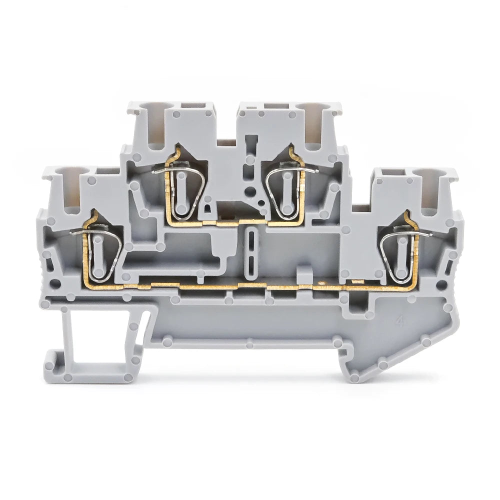 STTB 2.5 DIN Rail Terminal Block 50Pcs, Double Layer 2.5mm² Spring Clamp Compact Electrical Connectors for Industrial