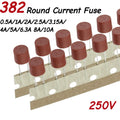 10/50PCS Round Fuse Slow Blow 500mA 1A 2A 2.5A 3.15A 4A 5A 6.3A 8A 10A 250V 382 Plastic T2A LCD TV Power Board