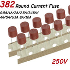 10/50PCS Round Fuse Slow Blow 500mA 1A 2A 2.5A 3.15A 4A 5A 6.3A 8A 10A 250V 382 Plastic T2A LCD TV Power Board