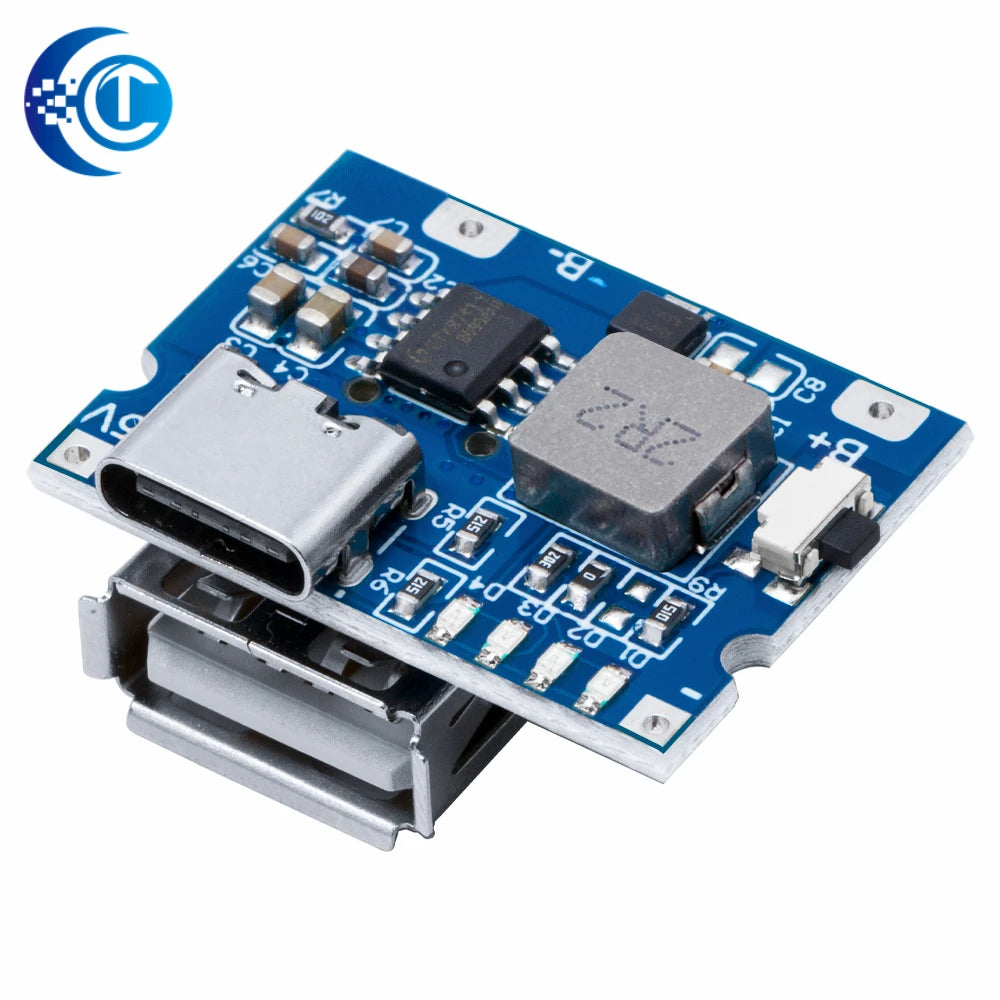 LiPo Battery Charging Protection Module, 5V 2.4A USB Type-C Boost Converter Power Supply Board