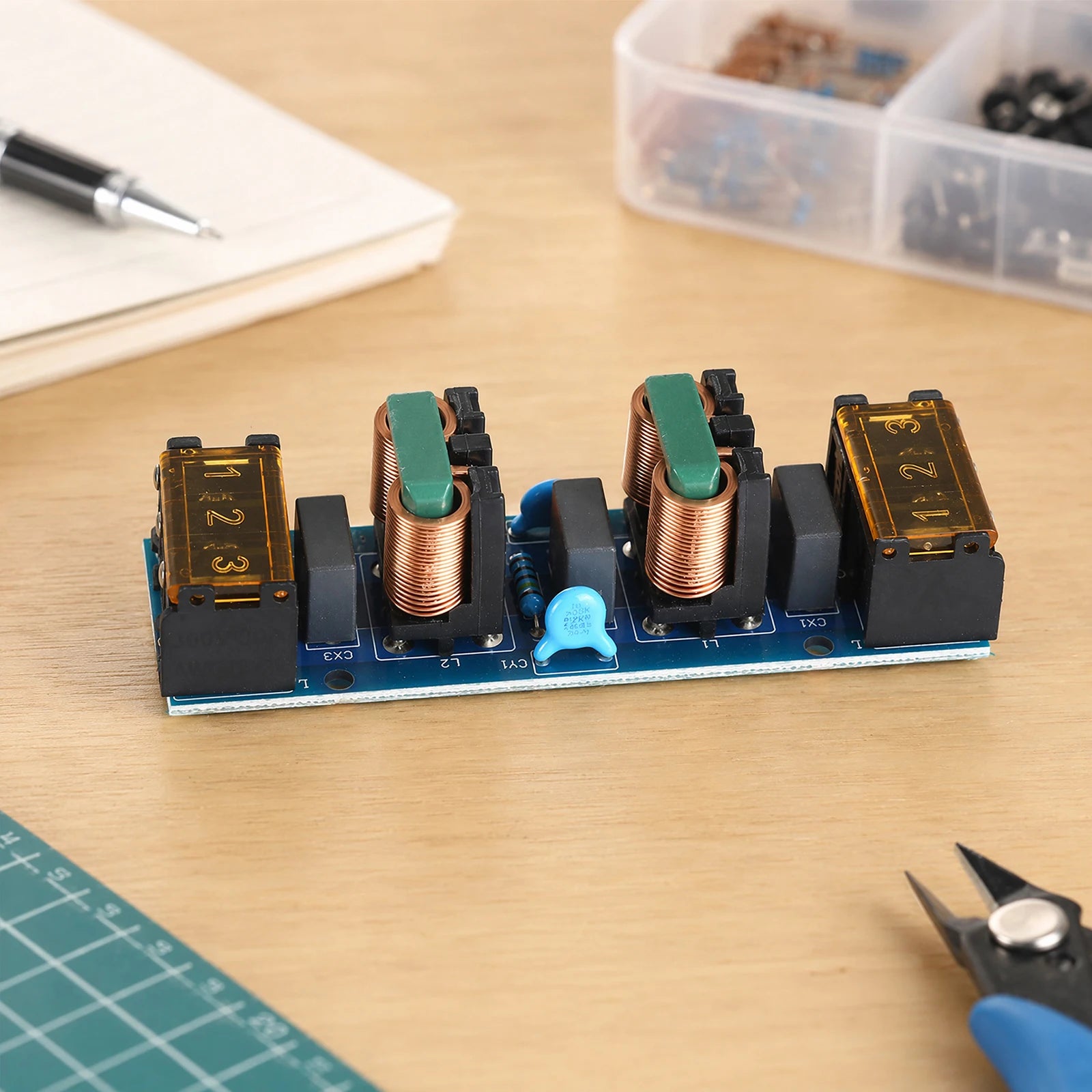 25A EMI Filter AC Power Line Noise Suppressor 50/60Hz Audio Equipment Power Purifier PCB Dual-Stage Common Differential Mode