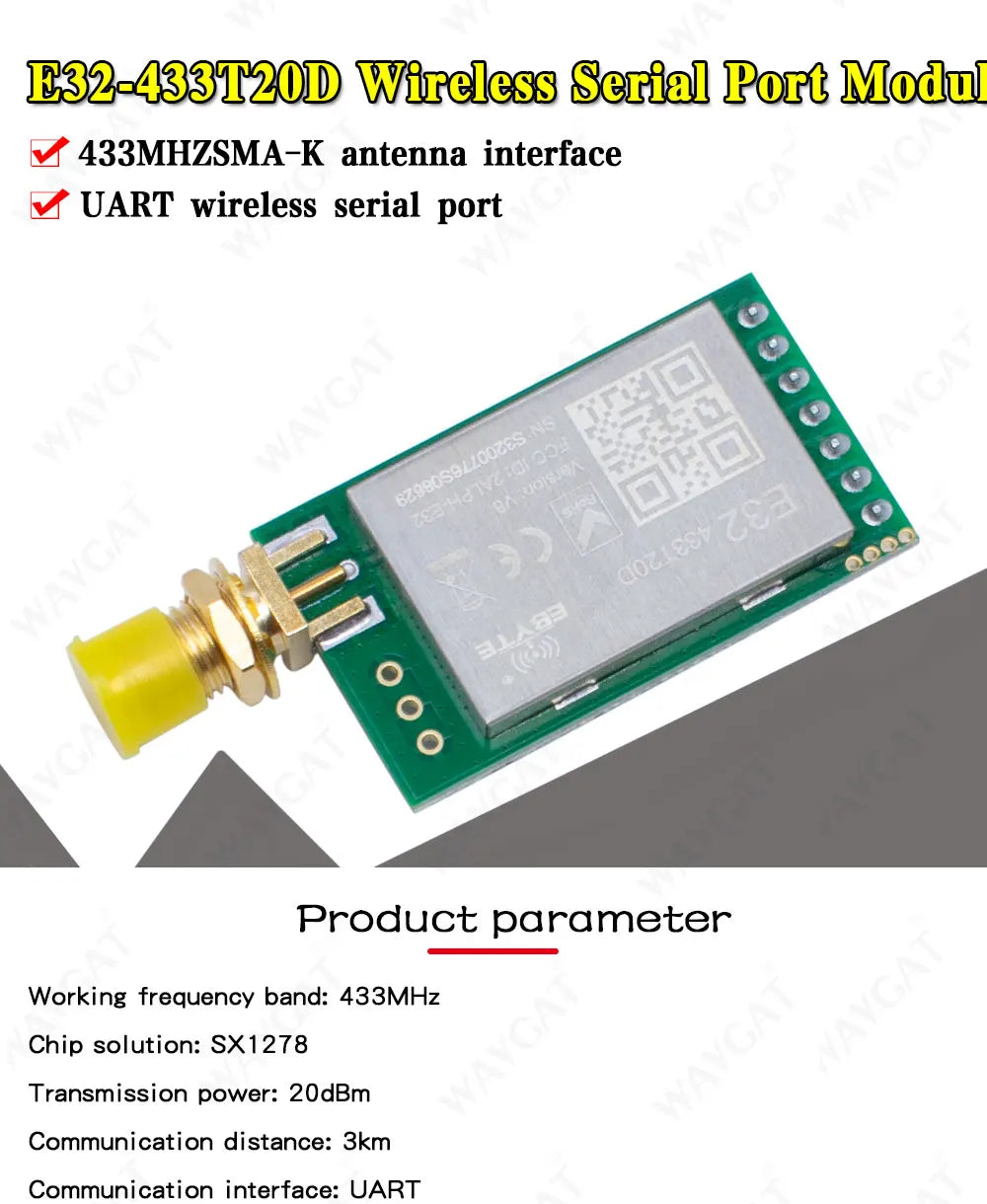 LoRa SX1278 SX1276 433MHz Module Transmitter Receiver 8000m E32-433T20D-V2.0 UART Long Range 433 MHz 1W Wireless rf Transceiver