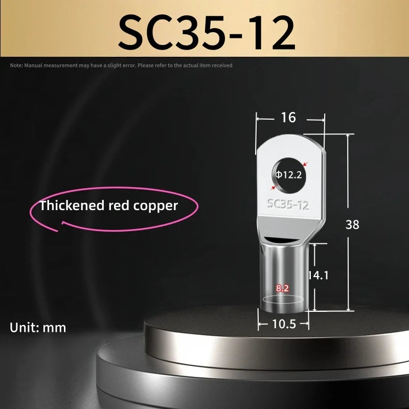 5Pcs-10Pcs Sc Type Cable End Terminal Sc1.5 Sc4 Sc6 Sc10 Sc16 Sc25S Sc50 Sc70 C95 Sc120 Sc150, Bare Copper Battery Block Terminals