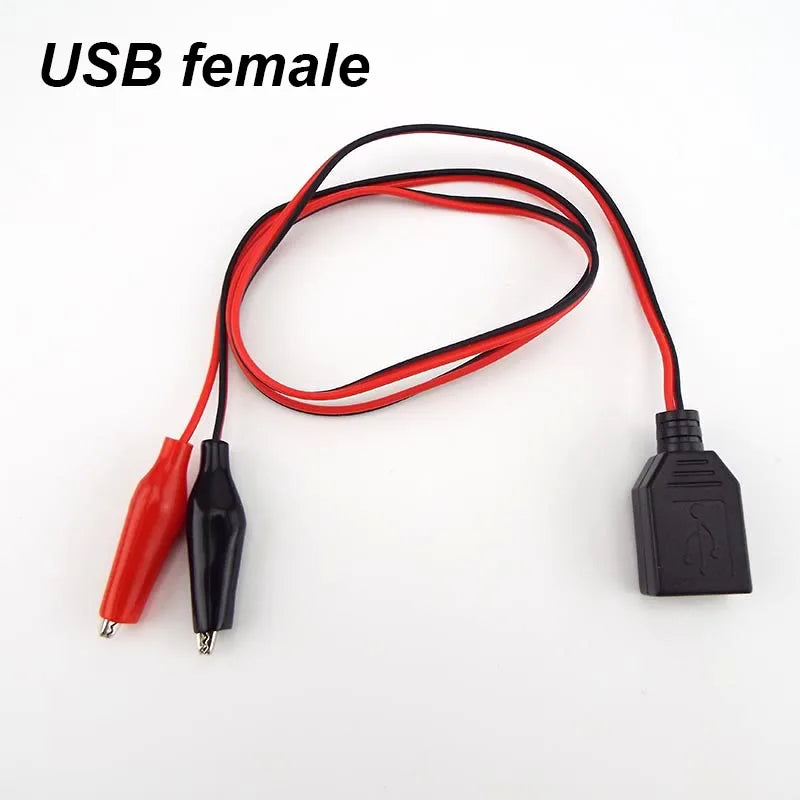 USB Alligator Clips Crocodile Wire Male Female to USB Tester Detector DC Voltage Ammeter Capacity Power Meter Monitor M20