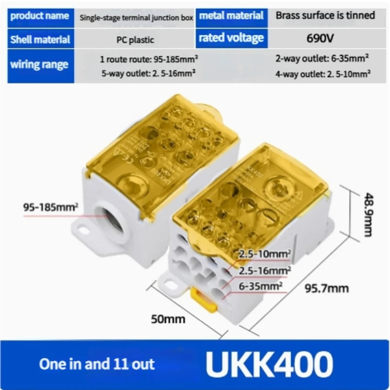 【UKK】Single - Pole Track - Type Junction Box | 80A - 500A Spliceable Multi - Output Terminal Blocks | Universal Power Connector