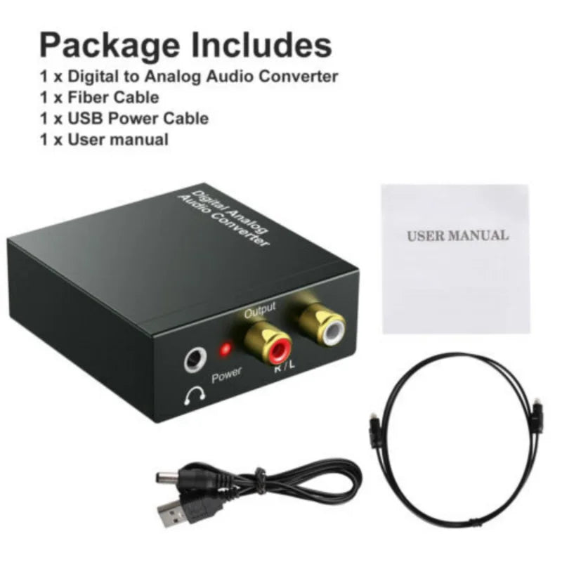 Digital to Analog Audio Converter Optical Toslink Coaxial to RCA Adapter With 3.5MM Headphone Jack Digital Optical Audio Coaxial