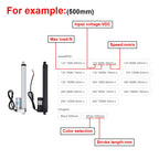 Electric Linear Actuator 12V/24V DC Motor 400mm Stroke Linear Motion Controller 100/300/500/700/1000/1200/1500N