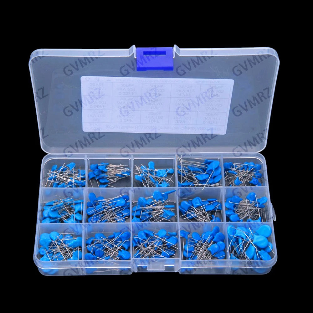 300PCS 0.56NF 2.2NF 15 Values 1NF 2.2NF 10NF 22NF 0.1nF-22nF High Voltage Ceramic Disc Capacitors 0.47NF 1KV 2KV 3KV