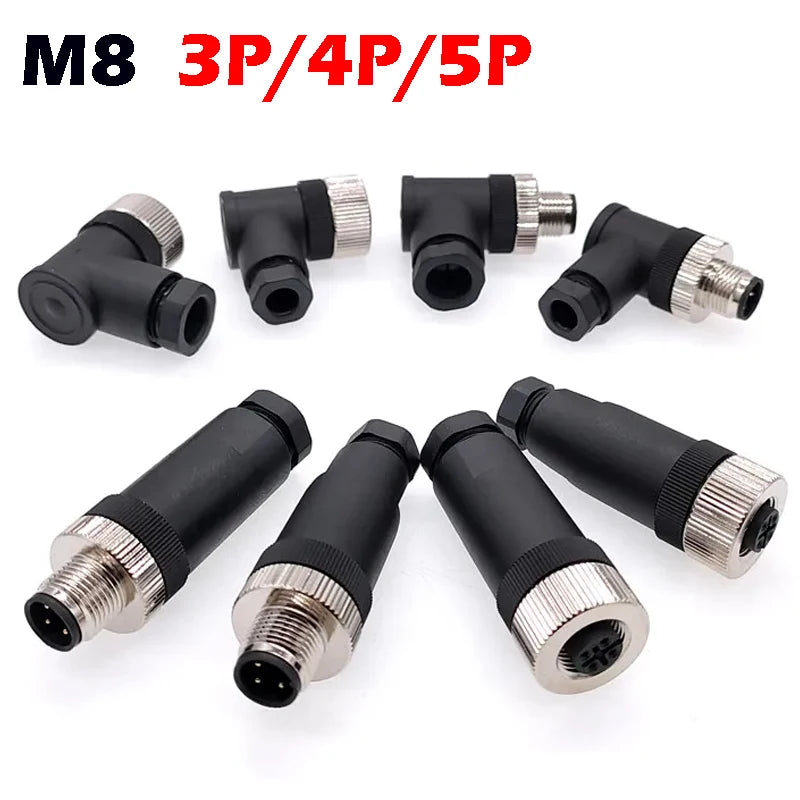 M8 Sensor 3/4/5 Pin Waterproof Aviation Connector Male Female Plug Screw Thread Sensor Cable Joint Industrial Connector IP67