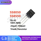 25pair-100pair SS8050 SS8550 8050 8550 TO-92 NPN PNP power Triode transistor