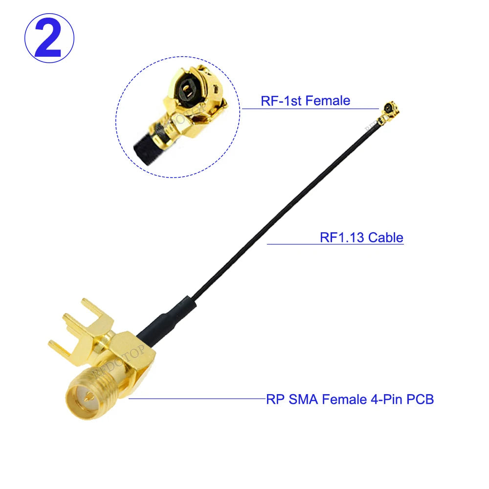 1Pcs SMA to IPX RF1.13 Cable 4Pin PCB RP SMA/SMA Female to u.FL IPX-1 Female Connector RF1.13 WIFI Antenna Extension Jumper