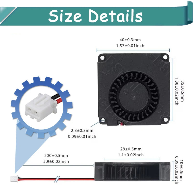 Gdstime 4010 Fan 24V 12V 5V 40MM*10MM DC Brushless Blower Fan 40MM Radial Fan 4CM Turbo Radiator for 3D Printer Accessories Part