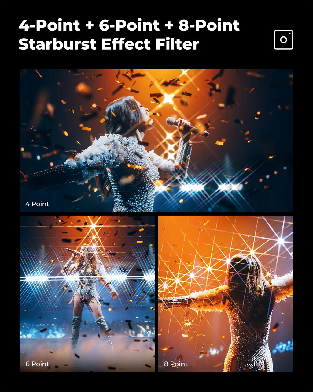 K&F CONCEPT Effects Filters Kaleidoscope Prism/Spiral Halo/Split Diopter/Motion Blur/4 6 8 Points Camera Lens Filter Photography