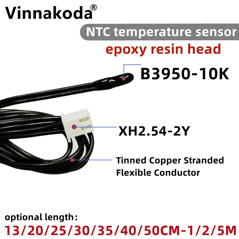 1PCS NTC Thermistor Temperature Sensor B3950 10K 1% Air probe air conditioning probe  13/20/25/30/35/40/50CM 1/2/5M