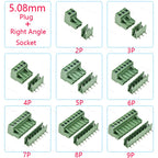 10PCS 2.54/3.81/5.08MM 2EDG 15EDG 2/3/4/5/6/7/8 Pin Screw Terminal Block Connector Pitch Plug+Straight/Curved Needle Pin Socket