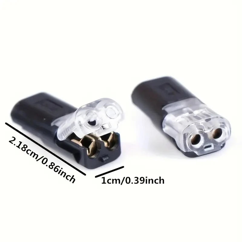 10/20/30/50/100 Pack of H2 2-Pin Pluggable Wire Connectors, Nylon Insulated Copper Quick-Connect Terminal Blocks, Suitable for Low-Voltage Cables, No Power Mode Required, No Electronic Components