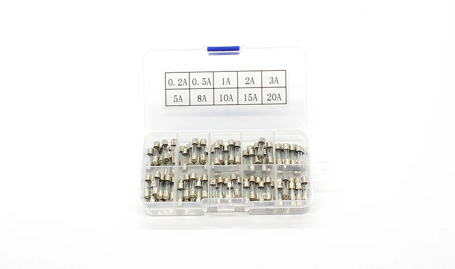 Promotion! 100Pcs Set 5x20mm Quick Blow Glass Tube Fuse Assorted Kits,Fast-blow Glass Fuses