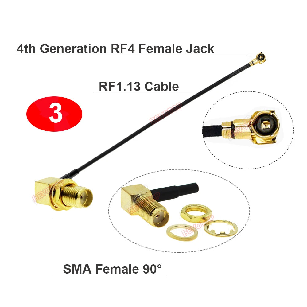 2PCS/lot MHF4 to SMA Jumper RP-SMA/ SMA Male to IPX-4 MHF4 Female Jack WIFI Antenna Extension Pigtail RG113 RF1.13 Cable Adapter