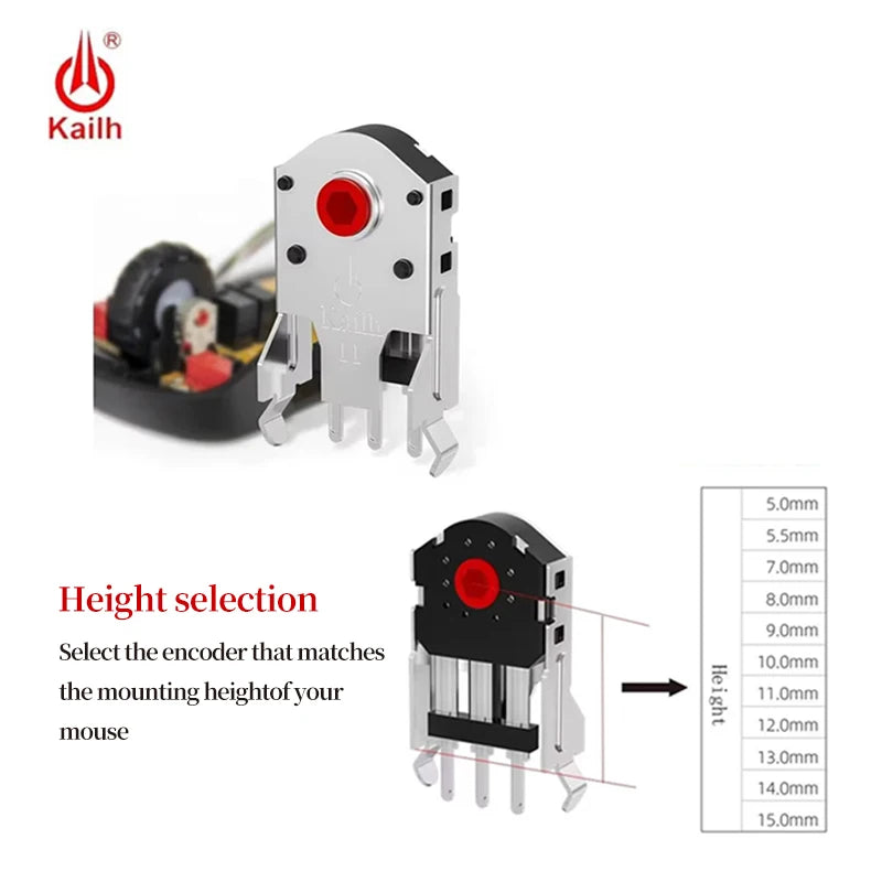 Kailh Decoder 5/7/8/9/10/11mm Red Core Rotary Mouse Scroll Wheel Encoder 1.74mm hole for PC Mouse alps encoder