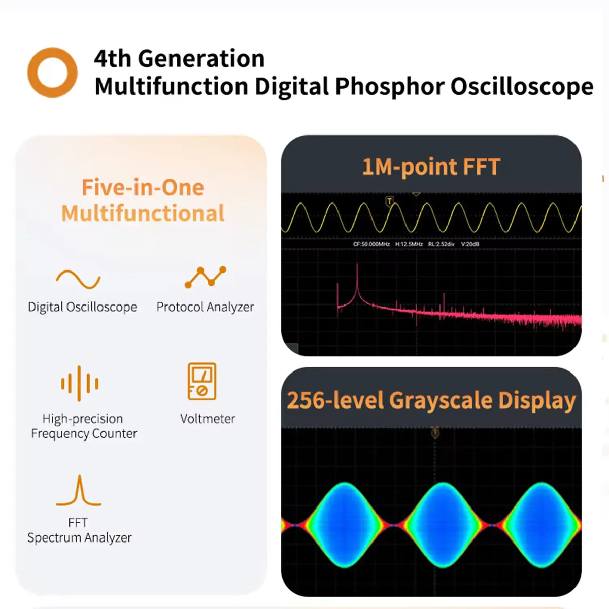 OWON ADS800A Portable Digital Oscilloscope 100MHz Bandwidth 1GSa/s 7" TFT-LCD Storage Multimeter Auto Measure USB/PC Connect