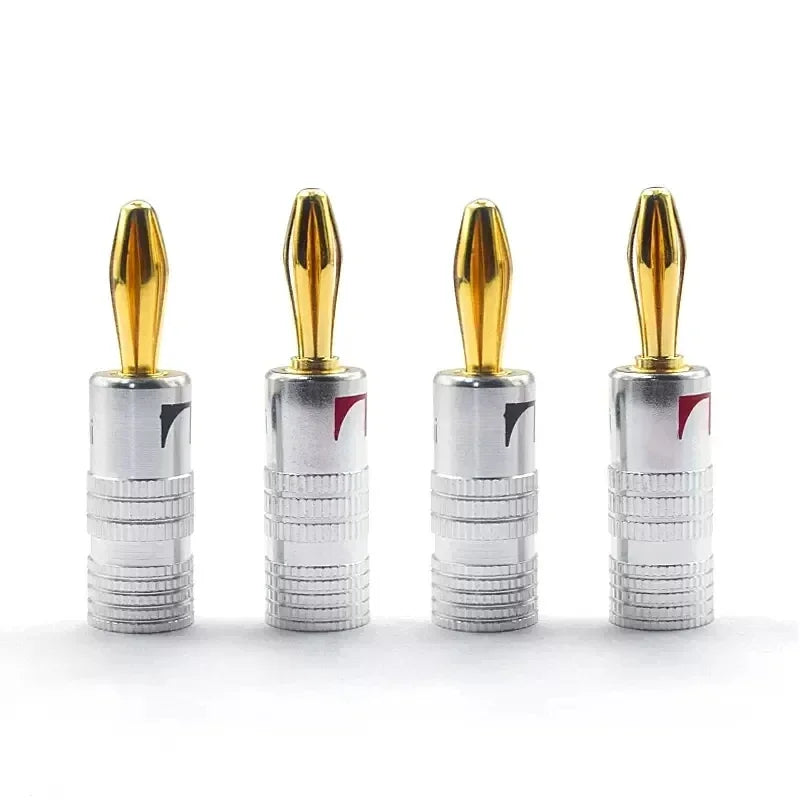 20pcs/10pairs 4MM Nut Banana Plugs 24K Gold-plated Connector With Screw Lock For Audio Jack Speaker Plugs Black&Red