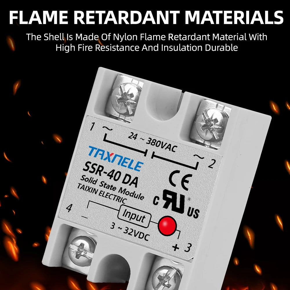 Single Phase Solid State Relay SSR-40DA SSR-25DA SSR-10DA DC To AC 3-32VDC Input 24-380VAC Output Solid State Relay