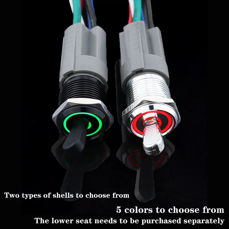 16MM Metal Toggle Switch Waterproof LED Light Self-locking 2/3 Position On Off Micro Button Switch 1NO1NC 15A 12V 220V 3pin/5pin