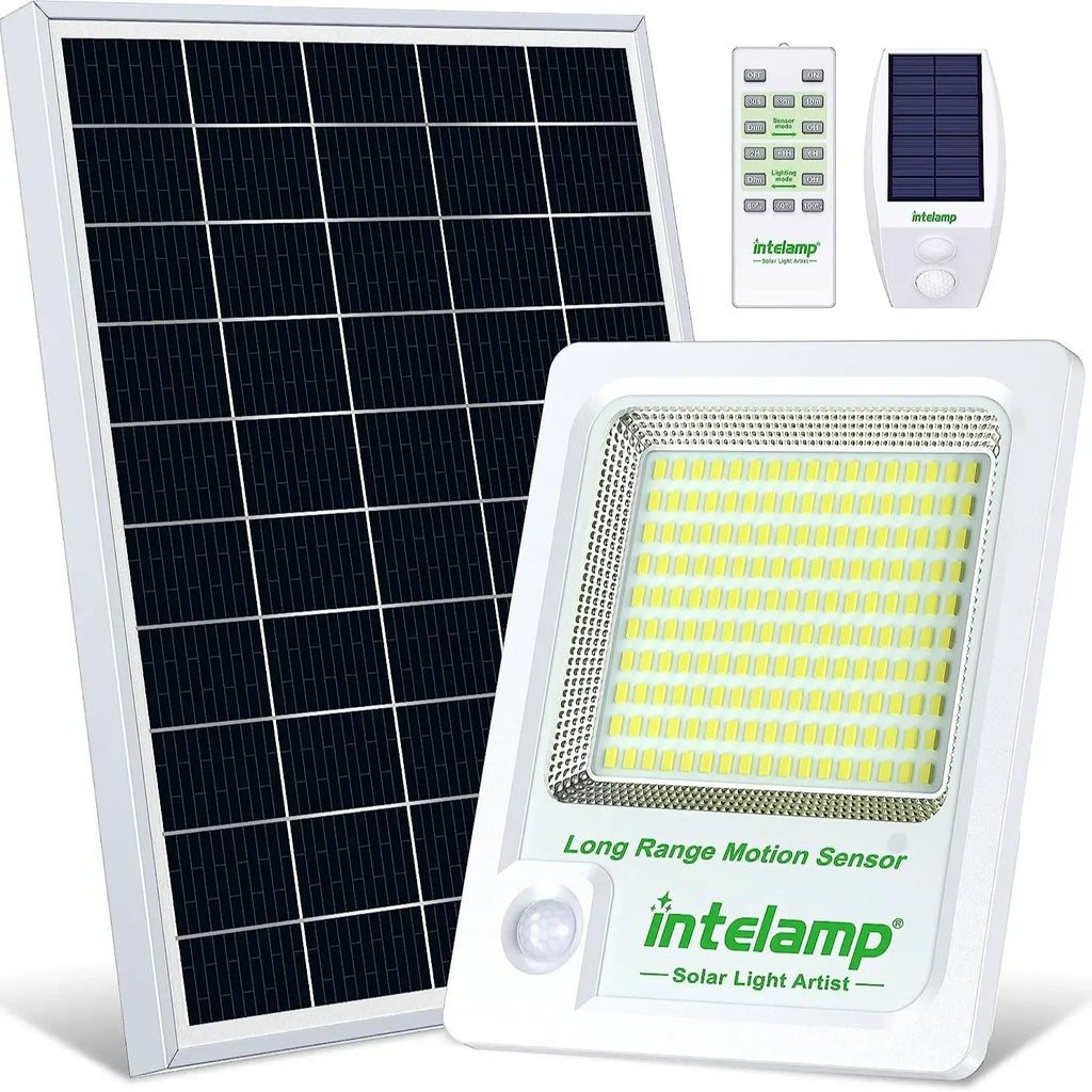 Solar Light Outdoor Motion Sensor Flood Security With Remote Control Powered Wall Dusk to Dawn Garden Porch Farm