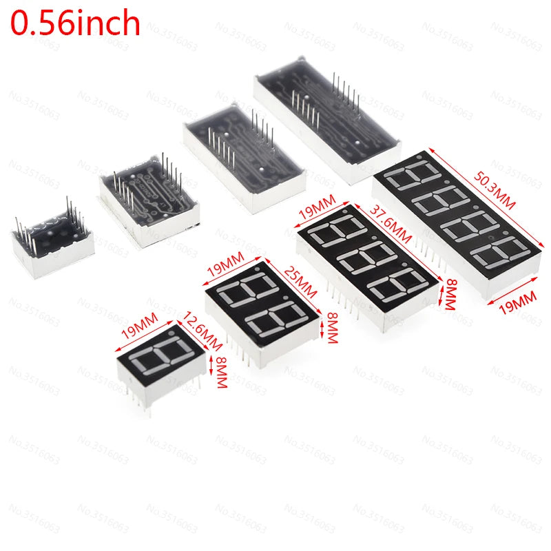 5Pcs LED Digital Tube Display 0.28/0.36/0.4/0.56/0.8-Inch 1/2/3/4-Bit 7 Segment Common Cathode/Anode Red/White/Yellow/Green/Blue