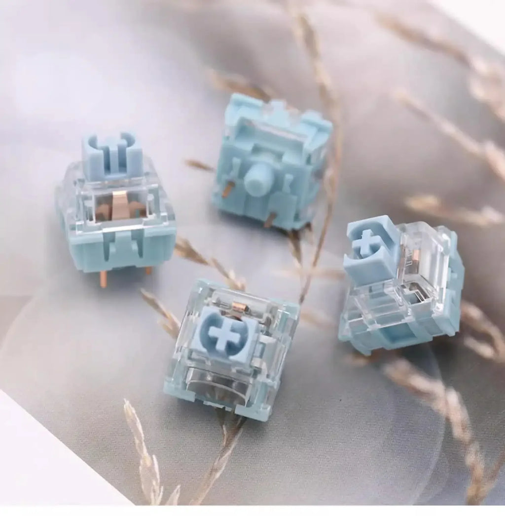 TTC Silent Bluish White Switches Tactile 42g Switch Rounded Sharp Tactility Long Spring Mechanical Keyboard RGB MX DIY Switch