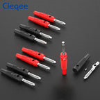 Cleqee 10pcs  4mm Stackable Banana Plug 32A High Current Screw Locking/Welding Copper Connector for Multimeter Speaker Cable
