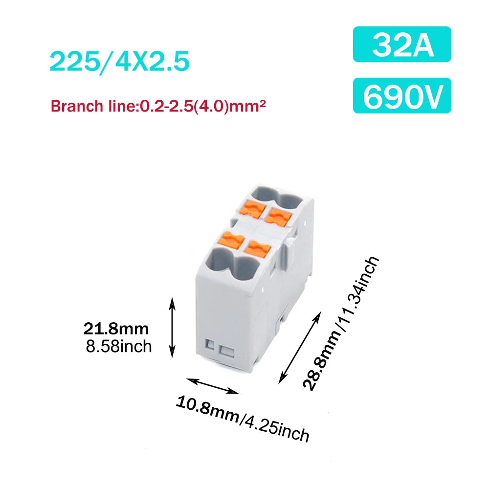 1PCS Wire Electrical Connectors PTFIX 2.5mm Wire Merging And Branching Device Push-in Terminal Block Connector Mount On Din Rail