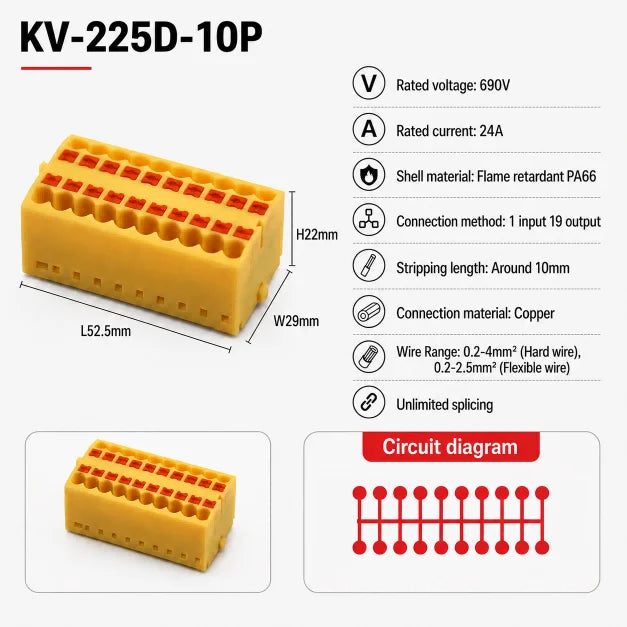 DIN Rail Terminal Block 1/5/10PCS 2.5mm2 Push In Quick Connect Electrical Wire Connector Modular Power Distribution Block