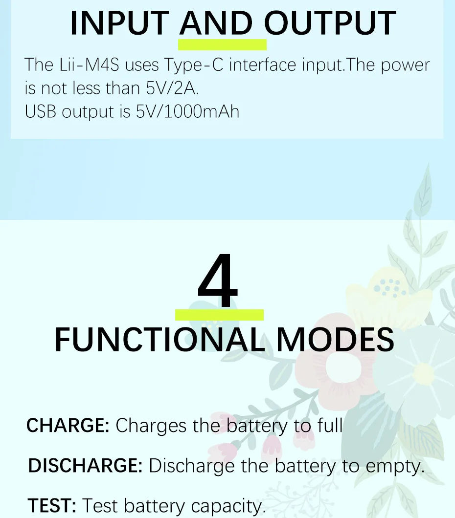 LiitoKala for 18650/26650/AA/AAA Li-ion/Ni-MH LCD Display Safe Fast Charging Lii-M4/M4S 4-Slot Smart Charger